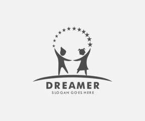 Child Reaching Star logo vector, Education logo designs template, design concept, logo, logotype element for template