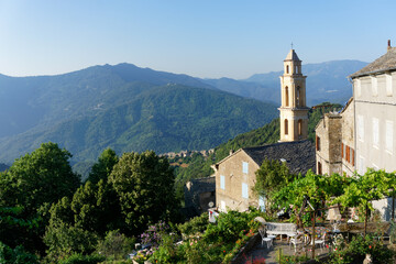 Fototapeta na wymiar Silvareccio village in Castagniccia mountain. Corsica island 