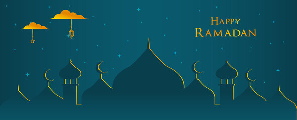 Obraz na płótnie Canvas Happy ramadan banner with stars