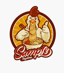 cute chicken noodle mascot character
