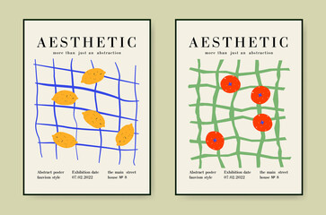 Abstract minimalist art, boho style decor. Set of geometric shapes. Vector, poster, postcard. Collection for decor.