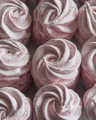 A lot of homemade zephyr or marshmallow, close-up, selective focus