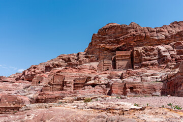 Cave-houses of Bedouin nomads in the ancient city of Petra in Jordan.