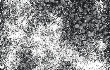 Grunge Black And White Urban. Dark Messy Dust Overlay Distress Background. Easy To Create Abstract Dotted, Scratched, Vintage Effect With Noise And Grain