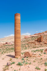 Antique architecture in the city of Petra Jordan, daytime landscape