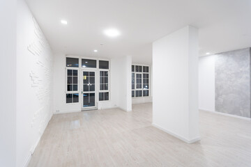 Fototapeta premium Fabric Pop Up basic unit Advertising banner media display backdrop, empty background.