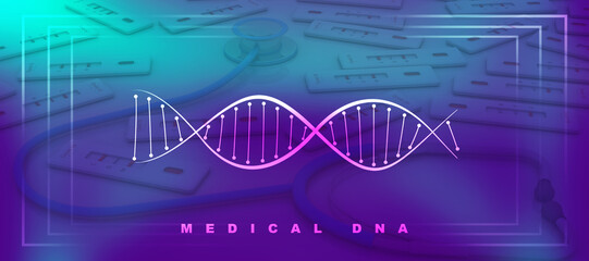 2d render of dna structure, abstract background
