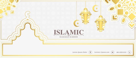 Elegant white and gold decoration Ramadan kareem background