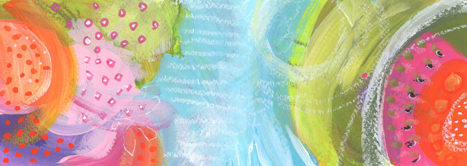 Art Watercolor and Acrylic smear blot painting with pencil, oil pastel line scribble elements....