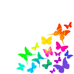 rainbow butterflies, silhouette of butterfly