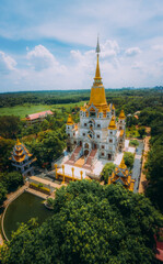 Aerial view of Buu Long Pagoda in Ho Chi Minh City. A beautiful buddhist temple hidden away in Ho Chi Minh City at Vietnam.