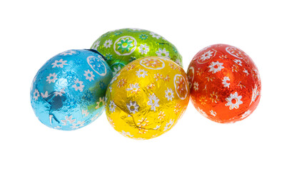 chocolate eggs in foil isolated
