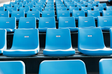 Fototapeta premium Empty blue seat in stadium