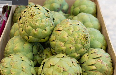 Fototapeta premium artichokes are sold in the store