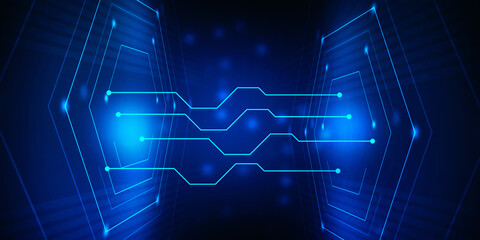 2d illustration Abstract futuristic electronic circuit technology background