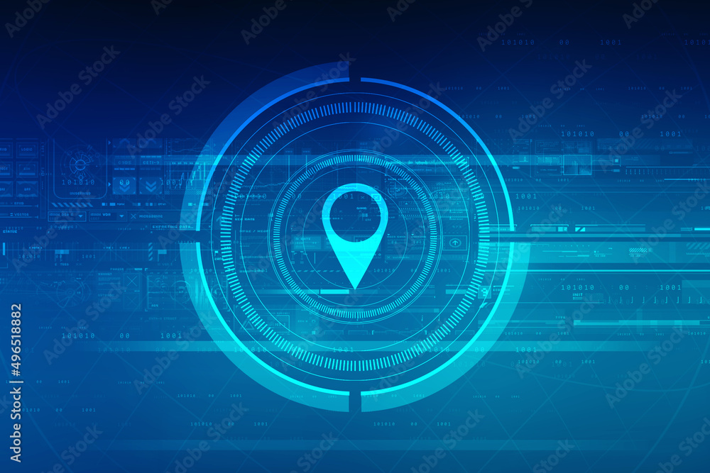 Poster 2d rendering map pointer illustration