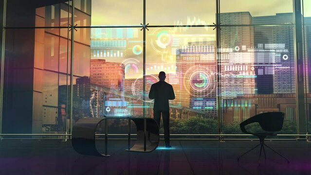 A trader trades in the stock market, 3D render