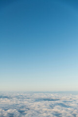Looking at the cloudscape through airplane window