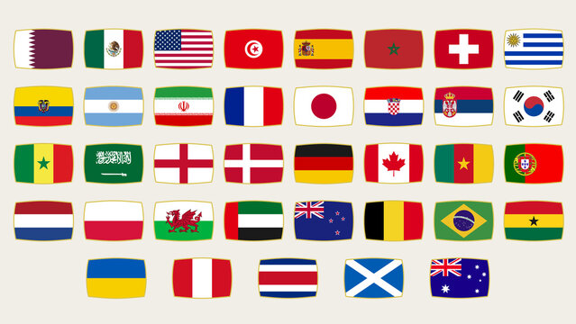 2022 FIFA World Cup tournament in Qatar. All group teams with icons of  national flags. 13136091 Vector Art at Vecteezy