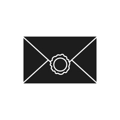 Envelope with wax seal icon. Vector. Flat design.