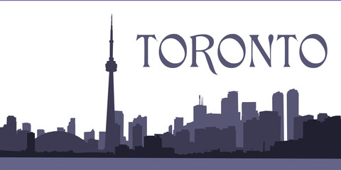 Fototapeta premium Black and white panorama of the city. urban landscape. horizon. Toronto city skyline. Canada. Horizontal vector illustration