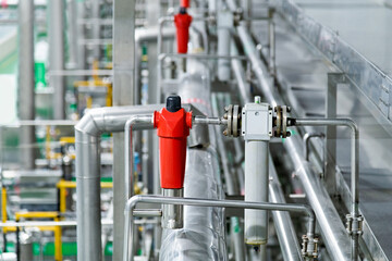 Steel pipelines in milk factory