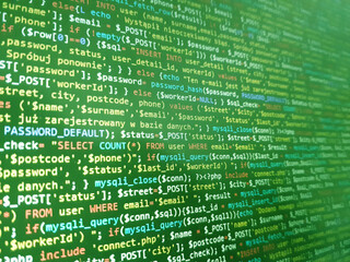 Coding programming source code screen. Abstract technology background. Cyber attack or security...