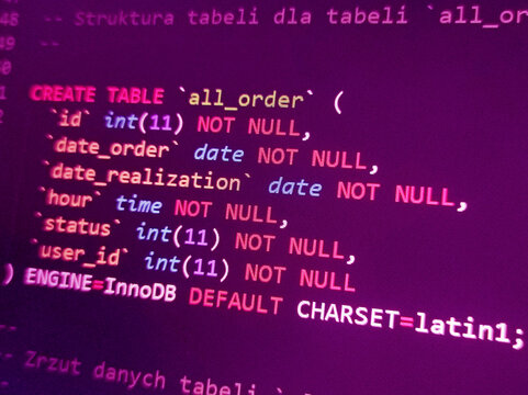 Coding programming source code screen. Abstract technology background. Cyber attack or security concept. Hacker monitor program. Software development