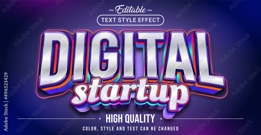 Poster Editable text style effect - Digital Startup text style theme.