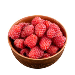 bowl of fresh fragrant raspberries isolated on white background. raspberries cut out