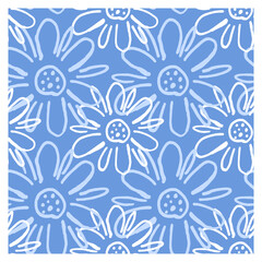 Fototapeta na wymiar Seamless pattern with blue and white flowers.