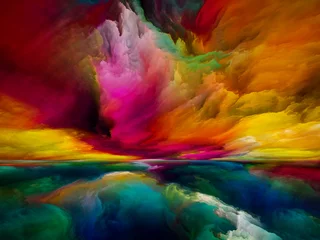 Foto auf Acrylglas Gemixte farben Entstehung von Himmel und Erde
