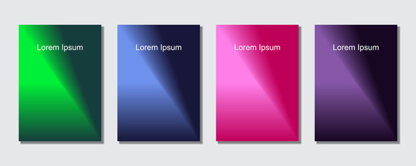 Set of abstract covers design templates with trendy gradient background.  Cool vibrant colors. Applicable for banners, flyers, presentations, posters and reports. Eps10 Vector illustration.