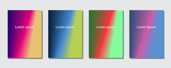 Set of abstract covers design templates with trendy gradient background.  Cool vibrant colors. Applicable for banners, flyers, presentations, posters and reports. Eps10 Vector illustration.