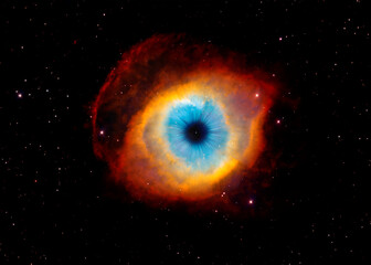 The manipulated photo of Helix Nebula or NGC 7293. Helix nebula has sometimes been referred to as the 