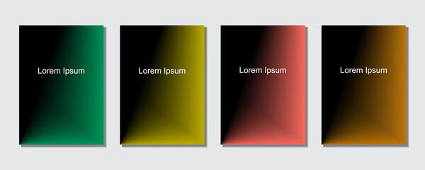 Set of abstract covers design templates with trendy gradient background.  Cool vibrant colors. Applicable for banners, flyers, presentations, posters and reports. Eps10 Vector illustration.