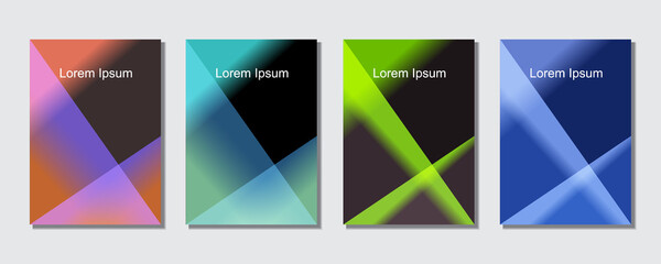 Set of abstract covers design templates with trendy gradient background. Cool vibrant colors. Applicable for banners, flyers, presentations, posters and reports. Eps10 Vector illustration.