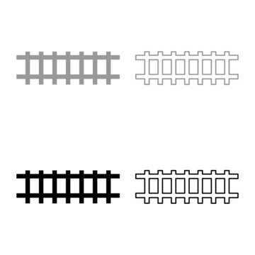 Rail rails Railroad Railway Train track set icon grey black color vector illustration image solid fill outline contour line thin flat style