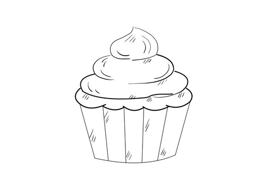 recommend clip art: Sweet cupcakes with multicolored sprinkles and icing, isolated on a white background