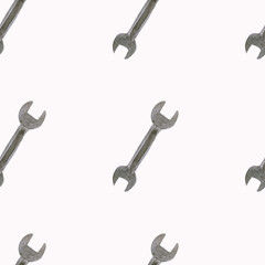 Seamless watercolor pattern tools iron gray wrench.