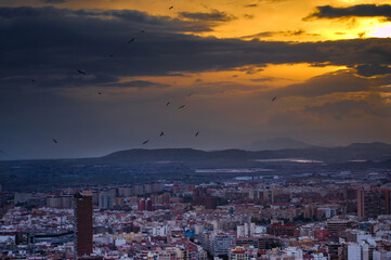 sunset with city view. Alicante, Spain