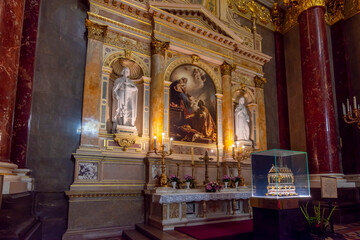 St. Stephen's basilica interiors in Budapest, Hungary