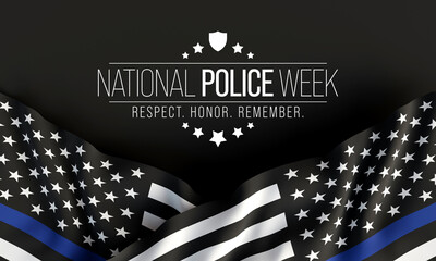 National Police week (NPW) is observed every year in May in United states that pays tribute to the local, state, and federal officers who have died or disabled, in the line of duty. 3D Rendering