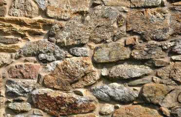 Textura de uma parede em pedras naturais irregulares