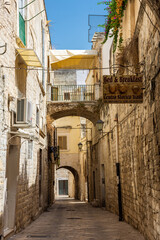 Ancient street in Trani historic center Apulia, Italy