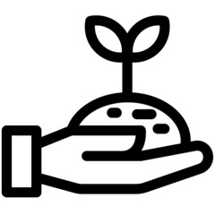 Plant growing on hand bag simple modern icon outlined