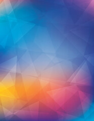 Multicolor background textured by chaotic triangles. CMYK colors