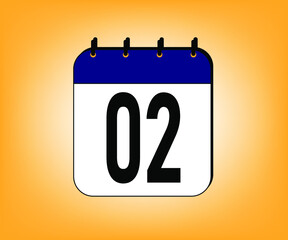 day 2 date icon. blue calendar for weekdays and month. dates for meeting and events vector illustration