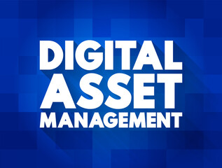 Digital Asset Management - business process and an information management technology, text concept background