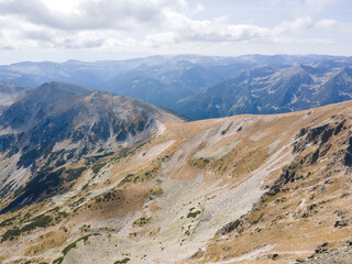 Aerial view of Rila mountain near Musala peak, Bulgaria